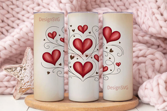 Vintage Hearts 20oz Tumbler Wrap Sublimation DesignSVG 