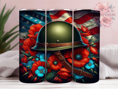 Vintage Helmet Tribute 20oz Tumbler, Patriotic Tribute Theme, Soldier Memorabilia Illustration, Honor And Remembrance, Bold Retro Style, Sublimation Tumbler Wrap, 20oz Tumbler Sublimation Li Zamperini 