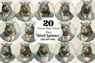 Vintage Hippo Vintage Hippo Wind Spinner Sublimation Regulrcrative 