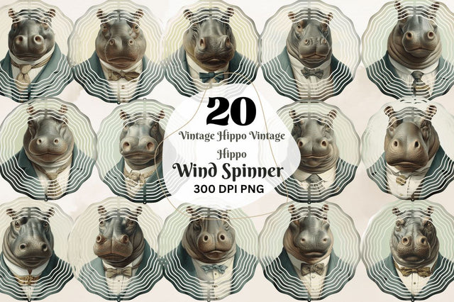 Vintage Hippo Vintage Hippo Wind Spinner Sublimation Regulrcrative 