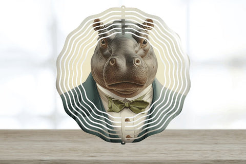 Vintage Hippo Vintage Hippo Wind Spinner Sublimation Regulrcrative 