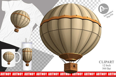 Vintage Hot Air Balloon Clipart Sublimation artnoy 