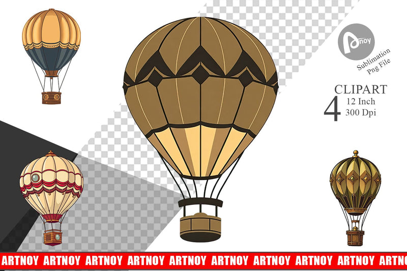 Vintage Hot Air Balloon Clipart Sublimation artnoy 