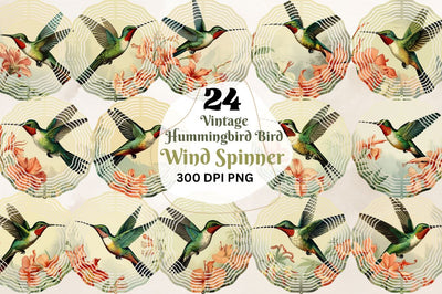 Vintage Hummingbird Bird Wind Spinner Bundle Sublimation Regulrcrative 