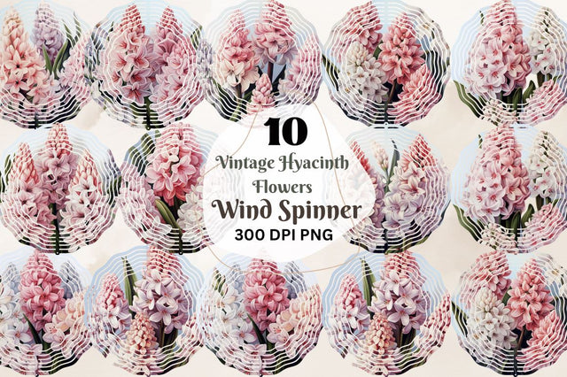 Vintage Hyacinth Flowers Wind Spinner Sublimation Regulrcrative 