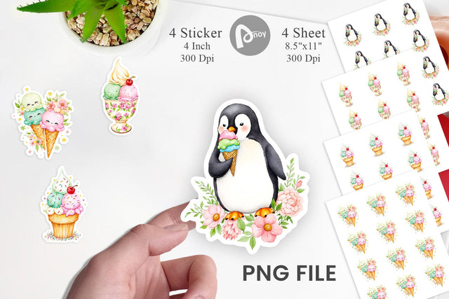 Vintage Ice Cream Summer Sticker Sublimation artnoy 