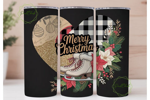 Vintage Ice Skates Christmas Tumbler Sublimation PixelChick 