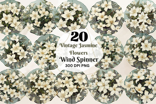Vintage Jasmine Flowers Wind Spinner Sublimation Regulrcrative 