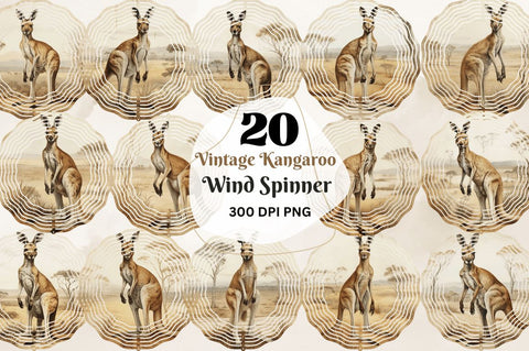 Vintage Kangaroo Wind Spinner Sublimation Regulrcrative 