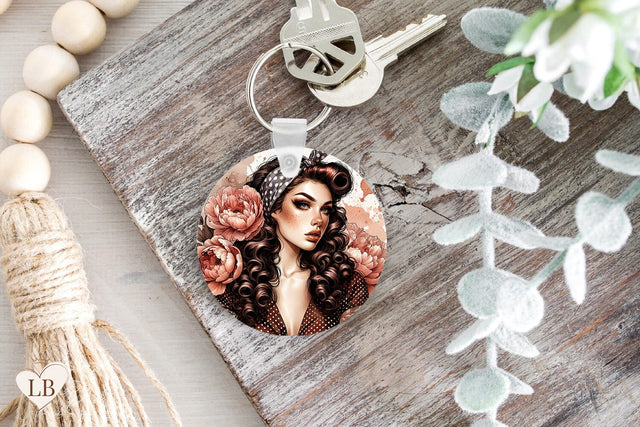 Vintage Keychain Sublimation, Retro Key Ring PNG Sublimation BijouBay 