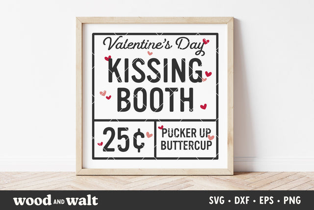 Vintage Kissing Booth SVG | Valentine's Day Sign Cut File SVG Wood And Walt 