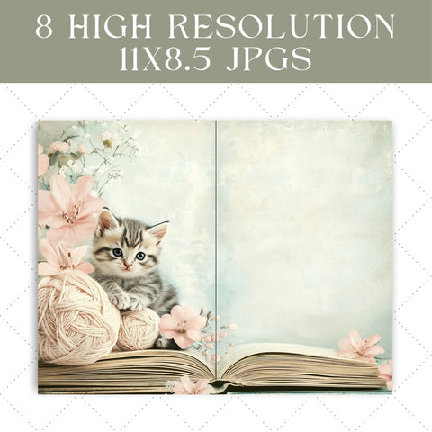 Vintage Kittens Junk Journal Paper | Printable Junk Journal Paper SVG Paige Cole Studio 