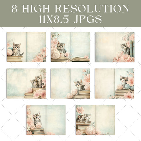 Vintage Kittens Junk Journal Paper | Printable Junk Journal Paper SVG Paige Cole Studio 
