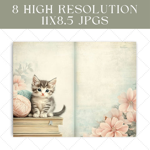 Vintage Kittens Junk Journal Paper | Printable Junk Journal Paper SVG Paige Cole Studio 