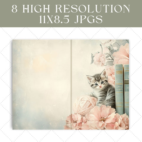 Vintage Kittens Junk Journal Paper | Printable Junk Journal Paper SVG Paige Cole Studio 