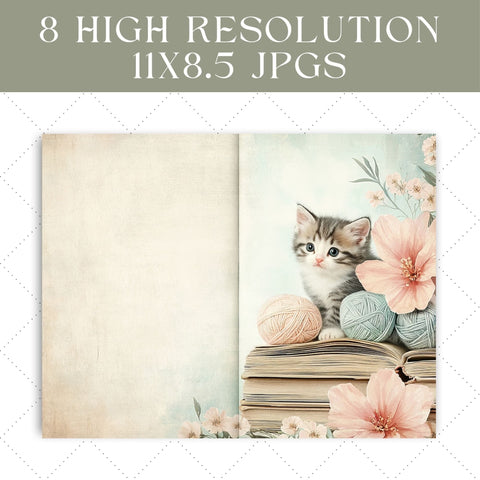 Vintage Kittens Junk Journal Paper | Printable Junk Journal Paper SVG Paige Cole Studio 