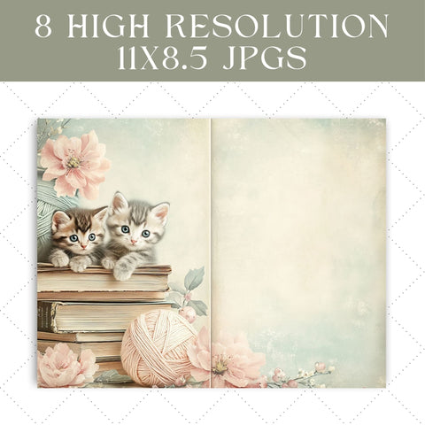 Vintage Kittens Junk Journal Paper | Printable Junk Journal Paper SVG Paige Cole Studio 