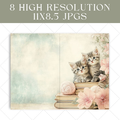 Vintage Kittens Junk Journal Paper | Printable Junk Journal Paper SVG Paige Cole Studio 