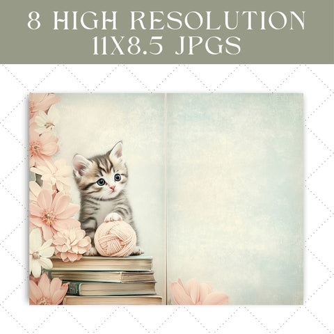 Vintage Kittens Junk Journal Paper | Printable Junk Journal Paper SVG Paige Cole Studio 