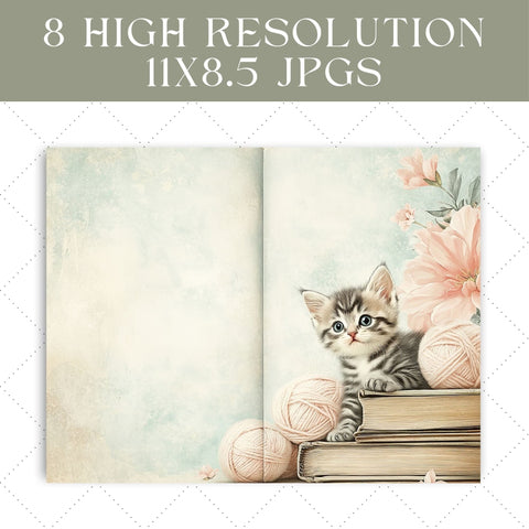 Vintage Kittens Junk Journal Paper | Printable Junk Journal Paper SVG Paige Cole Studio 