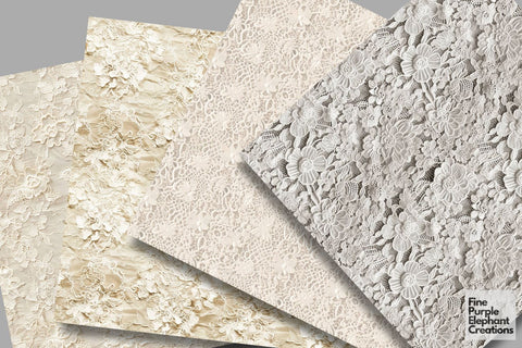 Vintage Lace Digital Paper | Shabby Chic Wedding Digital Pattern Fine Purple Elephant Creations 