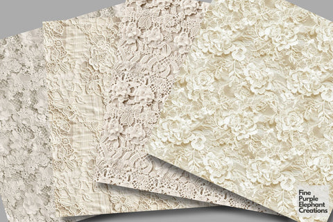 Vintage Lace Digital Paper | Shabby Chic Wedding Digital Pattern Fine Purple Elephant Creations 