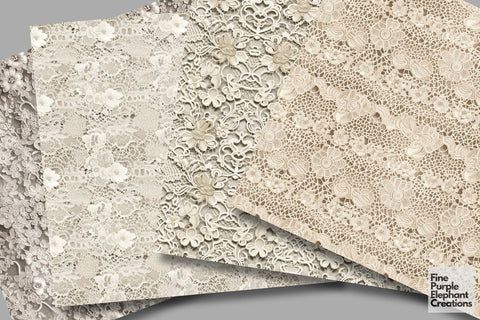 Vintage Lace Digital Paper | Shabby Chic Wedding Digital Pattern Fine Purple Elephant Creations 