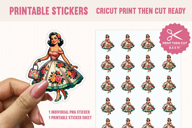 Vintage Lady Sticker PNG, Print Then Cut Sticker Sublimation BijouBay 
