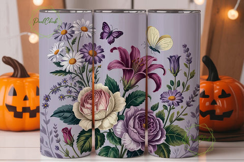 Vintage Lavender Floral 20oz Tumbler Sublimation PixelChick 