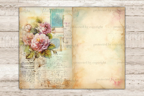 Vintage Letter Junk Journal Pages | Flower Collage Sheet SVG GlamArtZhanna 