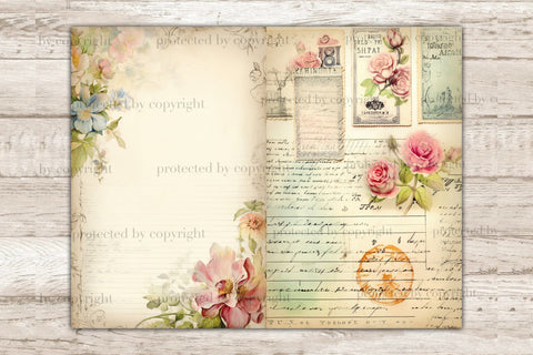 Vintage Letter Junk Journal Pages | Flower Collage Sheet SVG GlamArtZhanna 