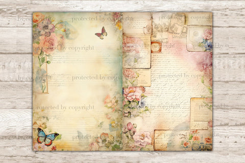 Vintage Letter Junk Journal Pages | Flower Collage Sheet SVG GlamArtZhanna 
