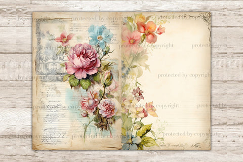 Vintage Letter Junk Journal Pages | Flower Collage Sheet SVG GlamArtZhanna 