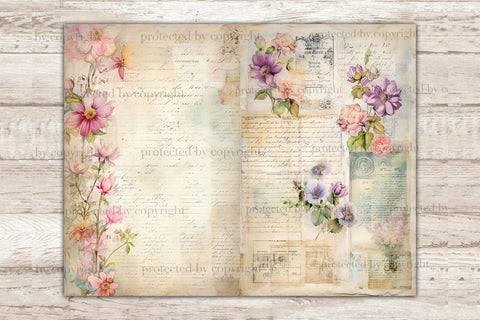 Vintage Letter Junk Journal Pages | Flower Collage Sheet SVG GlamArtZhanna 