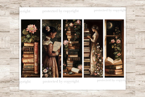 Vintage Library Bookmarks | Victorian Woman With Books SVG GlamArtZhanna 