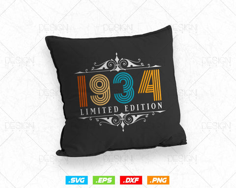 Vintage Limited Edition 1934 Birthday Svg Png, Retro Style 90th Happy Birthday Gifts T shirt Design, Birthday Woman Svg, Aged To Perfection SVG DesignDestine 
