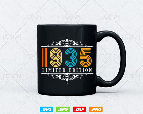 Vintage Limited Edition 1935 Birthday Svg Png, Retro Style 89th Happy Birthday Gifts T shirt Design, Birthday Woman Svg, Aged To Perfection SVG DesignDestine 