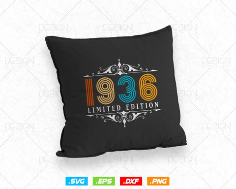 Vintage Limited Edition 1936 Birthday Svg Png, Retro Style 88th Happy Birthday Gifts T shirt Design, Birthday Woman Svg, Aged To Perfection SVG DesignDestine 