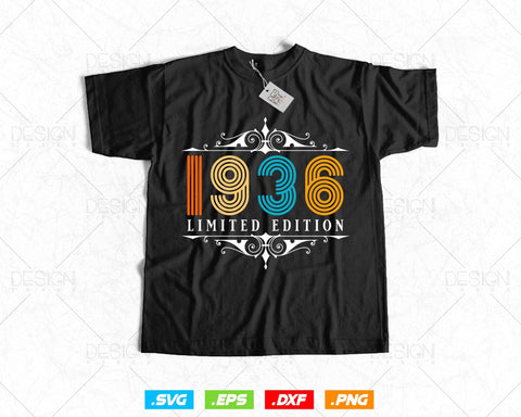 Vintage Limited Edition 1936 Birthday Svg Png, Retro Style 88th Happy Birthday Gifts T shirt Design, Birthday Woman Svg, Aged To Perfection SVG DesignDestine 