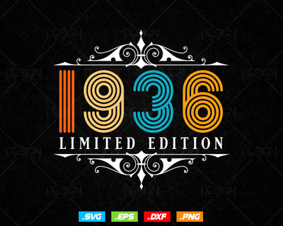 Vintage Limited Edition 1936 Birthday Svg Png, Retro Style 88th Happy Birthday Gifts T shirt Design, Birthday Woman Svg, Aged To Perfection SVG DesignDestine 
