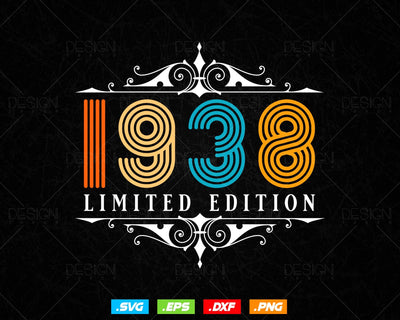 Vintage Limited Edition 1938 Birthday Svg Png, Retro Style 86th Happy Birthday Gifts T shirt Design, Birthday Woman Svg, Aged To Perfection SVG DesignDestine 