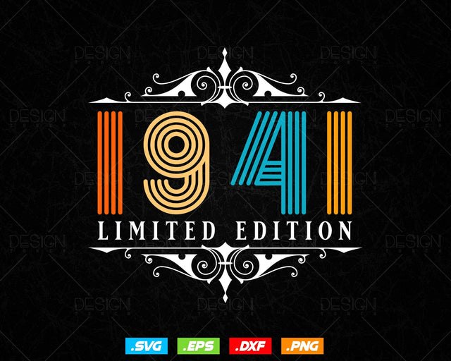 Vintage Limited Edition 1941 Birthday Svg Png, Retro Style 83th Happy Birthday Gifts T shirt Design, Birthday Woman Svg, Aged To Perfection SVG DesignDestine 