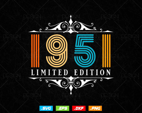 Vintage Limited Edition 1951 Birthday Svg Png, Retro Style 73th Happy Birthday Gifts T shirt Design, Birthday Woman Svg, Aged To Perfection SVG DesignDestine 