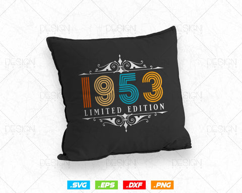 Vintage Limited Edition 1953 Birthday Svg Png, Retro Style 71th Happy Birthday Gifts T shirt Design, Birthday Woman Svg, Aged To Perfection SVG DesignDestine 