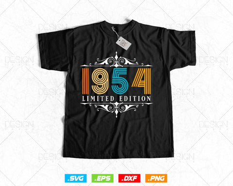 Vintage Limited Edition 1954 Birthday Svg Png, Retro Style 70th Happy Birthday Gifts T shirt Design, Birthday Woman Svg, Aged To Perfection SVG DesignDestine 