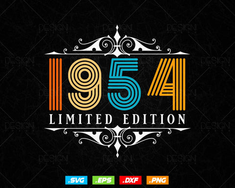 Vintage Limited Edition 1954 Birthday Svg Png, Retro Style 70th Happy Birthday Gifts T shirt Design, Birthday Woman Svg, Aged To Perfection SVG DesignDestine 