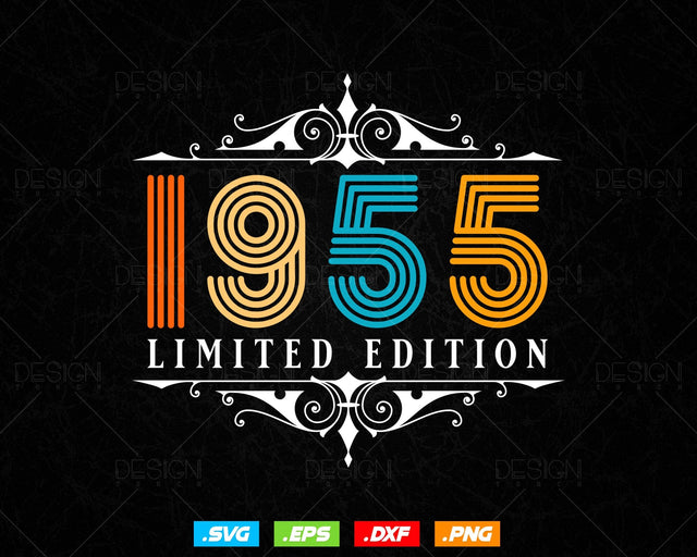 Vintage Limited Edition 1955 Birthday Svg Png, Retro Style 69th Happy Birthday Gifts T shirt Design, Birthday Woman Svg, Aged To Perfection SVG DesignDestine 