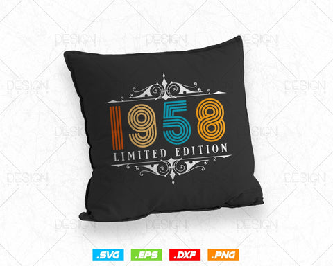Vintage Limited Edition 1958 Birthday Svg Png, Retro Style 66th Happy Birthday Gifts T shirt Design, Birthday Woman Svg, Aged To Perfection SVG DesignDestine 