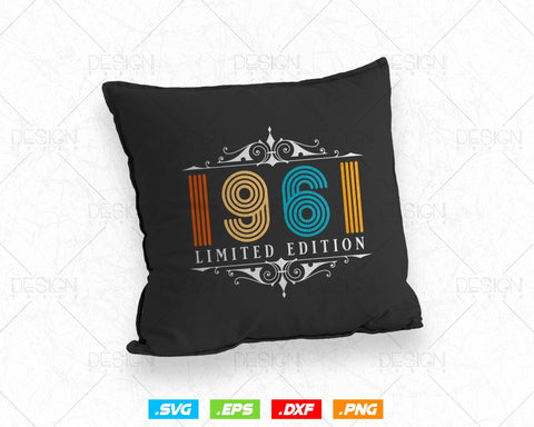 Vintage Limited Edition 1961 Birthday Svg Png, Retro Style 63th Happy Birthday Gifts T shirt Design, Birthday Woman Svg, Aged To Perfection SVG DesignDestine 