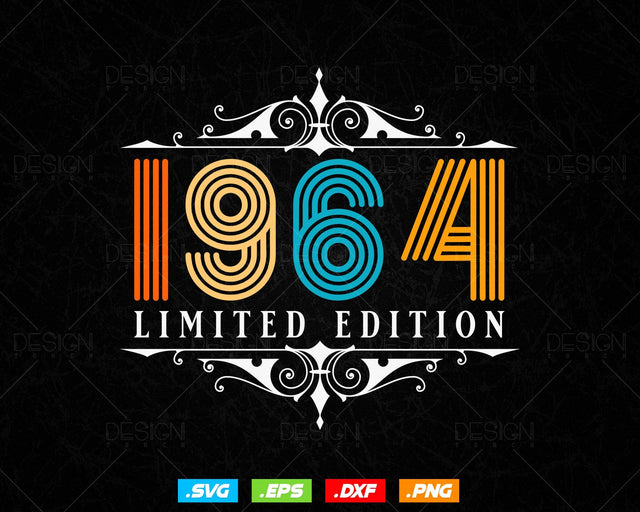 Vintage Limited Edition 1964 Birthday Svg Png, Retro Style 60th Happy Birthday Gifts T shirt Design, Birthday Woman Svg, Aged To Perfection SVG DesignDestine 